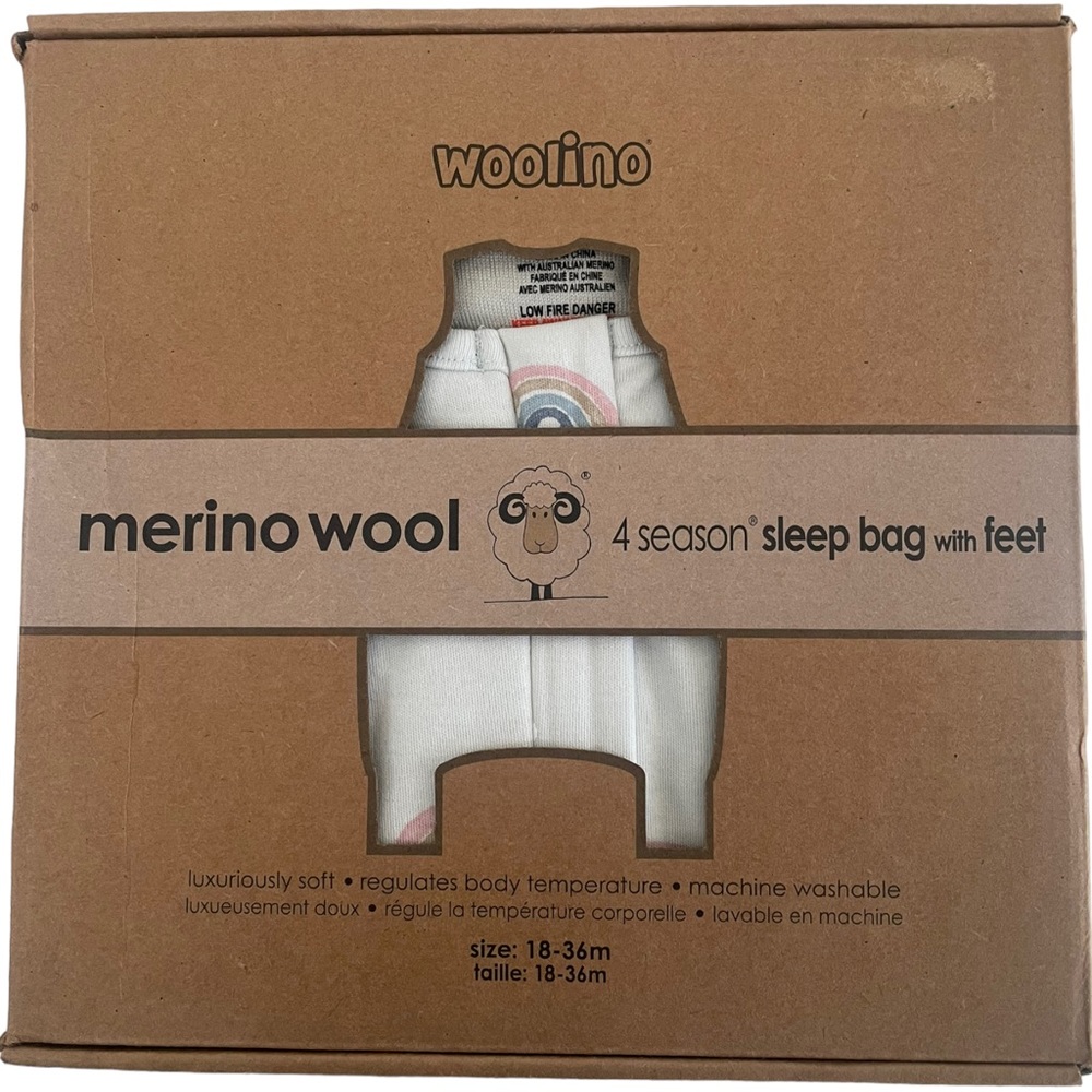 New in Box Woolino Merino Wool 4 Season Sleep Bag with Feet Sz 18-36 Months - Picture 2 of 8